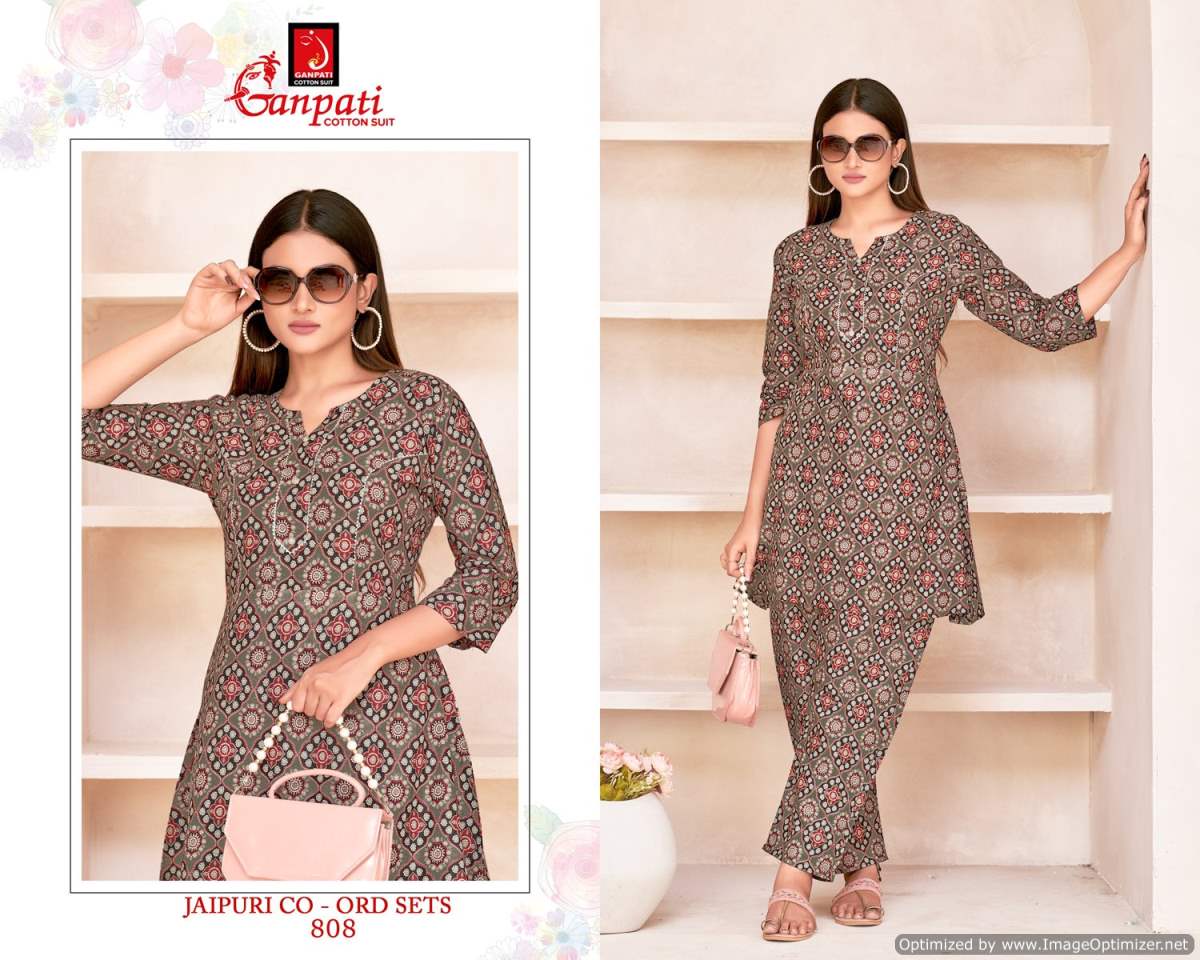 Jaipuri Vol 8 By Ganpati Heavy Pure Cotton Cord Set Top With Bottom Wholesale Shop In Surat